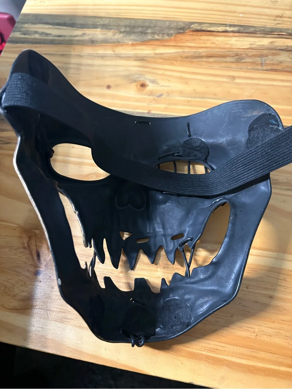 Distressed Metallic Skull Mask with Barbed Wire Detail - Antique Brass